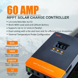 PowMr EU MPPT 60A Solar Charge Controller 12V 24V 36V 48V Plus DSP Regulator Work For Lifepo4 Battery V Solar Panel