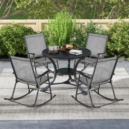 2pcs Patio Folding Rocking Chair Heavy-Duty Metal Frame Rockers Outdoor