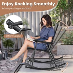 2pcs Patio Folding Rocking Chair Heavy-Duty Metal Frame Rockers Outdoor