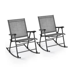 2pcs Patio Folding Rocking Chair Heavy-Duty Metal Frame Rockers Outdoor