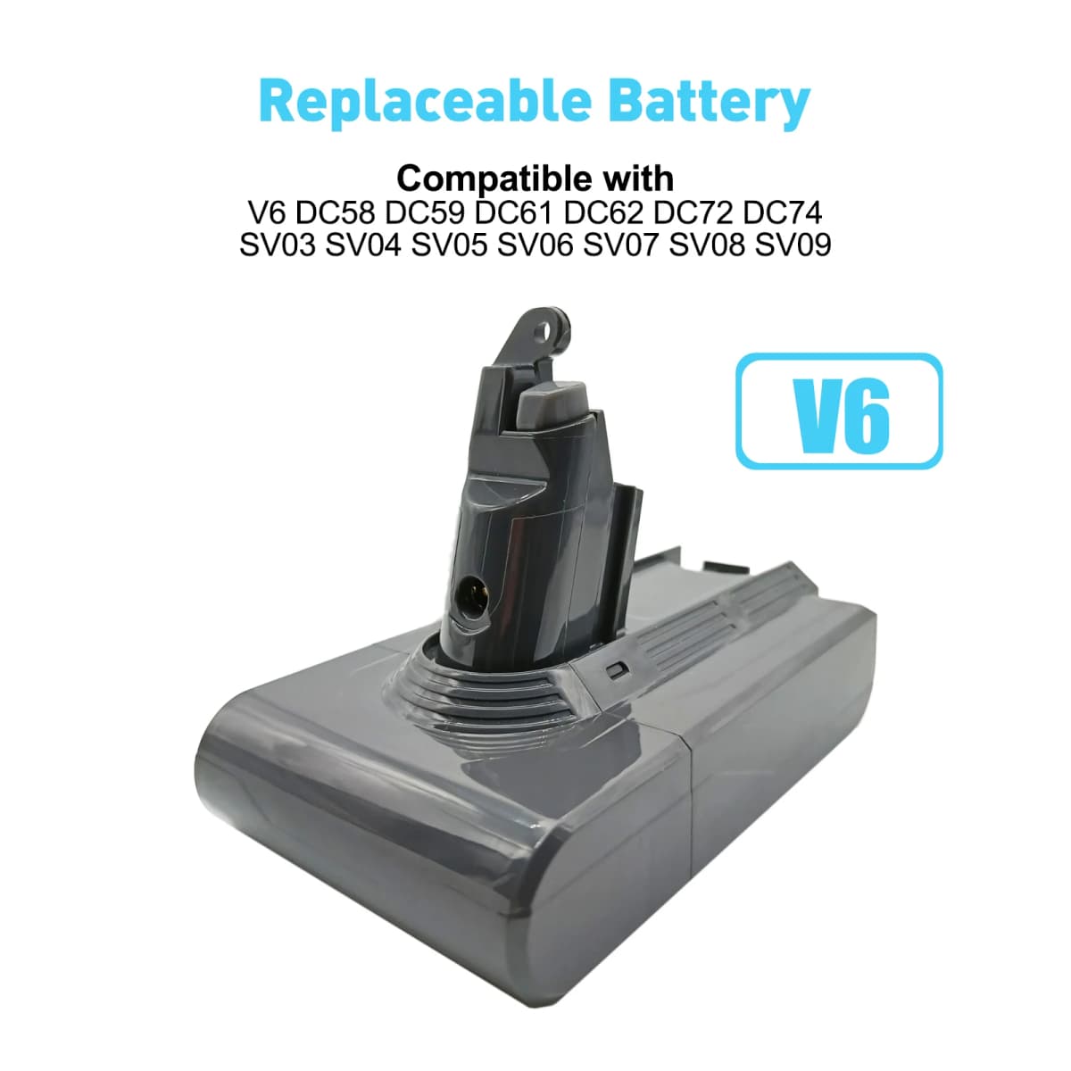 For Dyson V6 DC56,DC58,DC59,DC61,DC62 SV03,21,6 В Li-Ion Vacuum Cleaner Battery (4000 mAh)