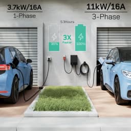 dé Wallbox 11kW with Tuya APP 5m 7.5m 10m 15m Charging Cable CEE to Type 2 16A Electric Vehicle Charger Plug & Play LED Screen