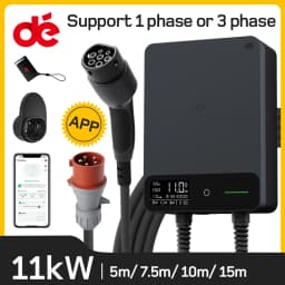 dé Wallbox 11kW with Tuya APP 5m 7.5m 10m 15m Charging Cable CEE to Type 2 16A Electric Vehicle Charger Plug & Play LED Screen