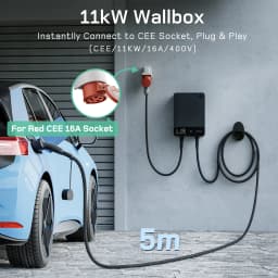 dé Wallbox 11kW with Tuya APP 5m 7.5m 10m 15m Charging Cable CEE to Type 2 16A Electric Vehicle Charger Plug & Play LED Screen