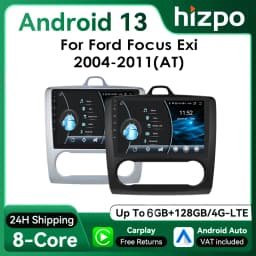 Hizpo 2Din 9inch Android13 Car Radio for Ford Focus 2 Mk2 2004 - 2011 Auto AC CarPlay GPS Navi BT 4G RDS DSP SWC UI8581 Headunit