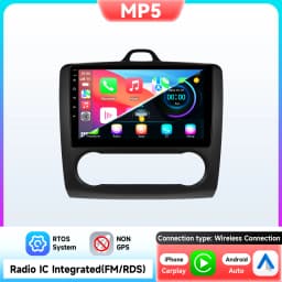 Hizpo 2Din 9inch Android13 Car Radio for Ford Focus 2 Mk2 2004 - 2011 Auto AC CarPlay GPS Navi BT 4G RDS DSP SWC UI8581 Headunit