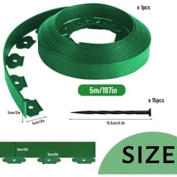 Flexible Rasenkante aus Kunststoff, 5m*5cm Garteneinfassung für den Außenbereich, Mähkante