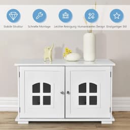 Cat house with 2 magnetic doors 81x53x49cm, white
