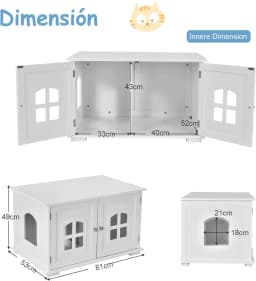 Cat house with 2 magnetic doors 81x53x49cm, white