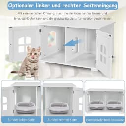 Cat house with 2 magnetic doors 81x53x49cm, white
