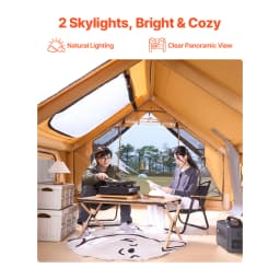 SucceBuy Inflatable Tents for Camping Easy Setup Blow up Tent with Hand Pump Glamping Tent with Skylight Stove Jack Mesh Windows