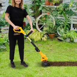 Handheld Cordless Electric Cultivator 250r/min Garden Cultivator Professional Portable Cultivator with Extendable Pole+Indicator
