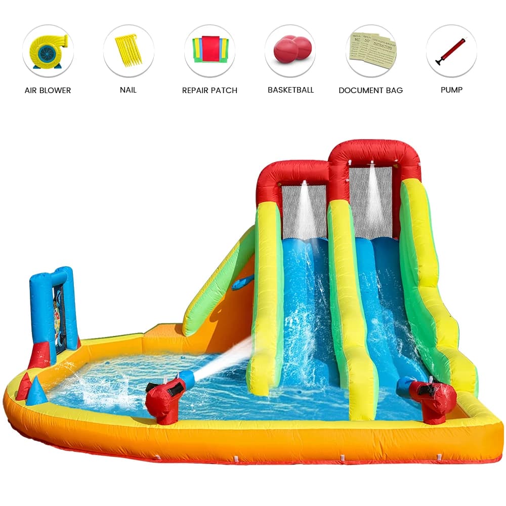 12x14.5ft Inflatable Double Water Slide Bounce House with Blower For Kids Party Commercial children's playground