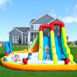12x14.5ft Inflatable Double Water Slide Bounce House with Blower For Kids Party Commercial children's playground