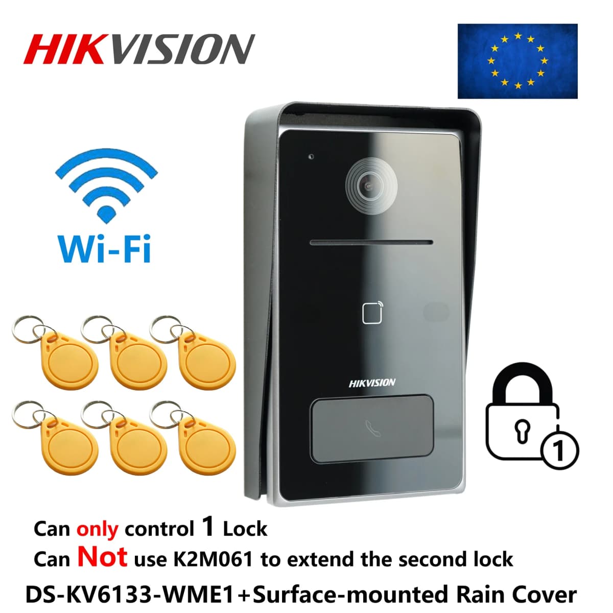 HIKVISION Multi-language DS-KV6133-WME1 IP Doorbell,WiFi Doorbell, Door phone, Video Intercom, waterproof, RFID unlock