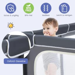 124 x 124 cm Baby Playpen Foldable,with 50 Balls,4 Handles,Locking Function,Gate with Mesh Walls&Door,for Infants & Children