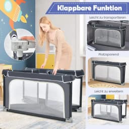 124 x 124 cm Baby Playpen Foldable,with 50 Balls,4 Handles,Locking Function,Gate with Mesh Walls&Door,for Infants & Children
