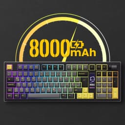 Akko 5098B Black Gold Wireless Mechanical Gaming Keyboard With TFT Screen Vertical Knob 96 Keys Hot-Swappable RGB Backlit Gasket