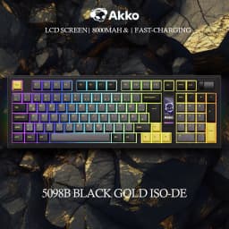 Akko 5098B Black Gold Wireless Mechanical Gaming Keyboard With TFT Screen Vertical Knob 96 Keys Hot-Swappable RGB Backlit Gasket