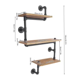 3 Tier Vintage Retro Industrial Wooden Wall Shelf Storage Shelf Metal Storage Shelf for Living Room Kitchen Bathroom Black