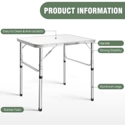 Portable Folding Camping Table 75x55x33/70cm Garden Table Side Table Foldable Picnic Table Outdoor Adjustable Height