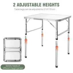 Portable Folding Camping Table 75x55x33/70cm Garden Table Side Table Foldable Picnic Table Outdoor Adjustable Height