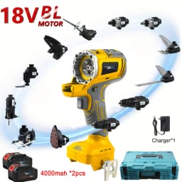 18V Brushless Multifunction Tool Combo Kit 12 in 1, Include 12 Attachment: Drill, Impatct Drill, Chainsaw
