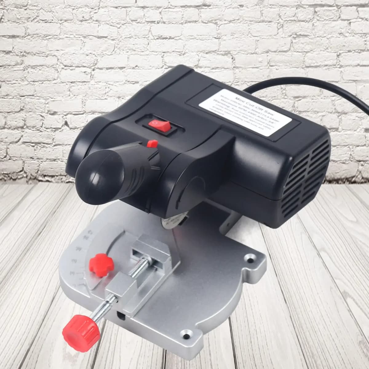 6000 rpm Mini Cross Saw Miter Saw Table Cutting Machine Small Table Steel Saw Blade Cut Saw 0°-45° Adjustable for Wood Metal