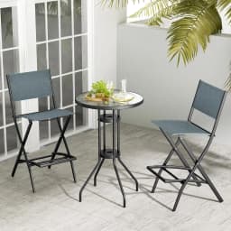 Set of 2 Outdoor Bar Stools, Folding Bar Chairs with Backrest and Footrest, Counter Stools up to 150 kg, Seat Height 71 cm
