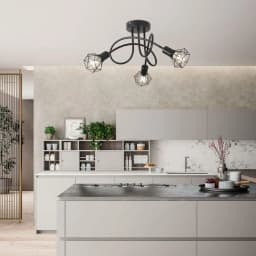 Industrial 3-Light Aluminum Ceiling Lamp Black Cage Design Indoor Lighting for Kitchen Hall Living Room Bedroom