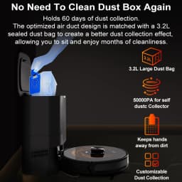 ABIR K30 Robot Vacuum Cleaner, Auto-Empty Station, Laser Lidar, 6500PA Suction,Multi-Floor Maping, Smart Home Wet Dry Appliance