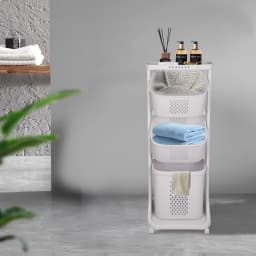 Dirty Clothes Basket, Three-Layer Dirty Clothes Basket, with Wheels, 44*33*110cm, Suitable for Bathroom, Living Room, Study, Din