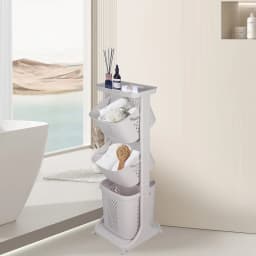 Dirty Clothes Basket, Three-Layer Dirty Clothes Basket, with Wheels, 44*33*110cm, Suitable for Bathroom, Living Room, Study, Din