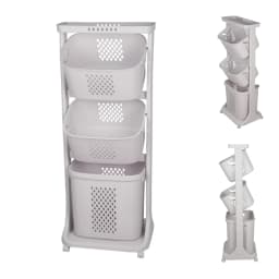Dirty Clothes Basket, Three-Layer Dirty Clothes Basket, with Wheels, 44*33*110cm, Suitable for Bathroom, Living Room, Study, Din