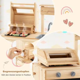 Mud Kitchen Children's Outdoor Children's Grill with Grill Accessories,BBQ Grill Play Set with Board&Sink,for kids from 3 Years