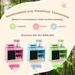 Mud Kitchen Children's Outdoor Children's Grill with Grill Accessories,BBQ Grill Play Set with Board&Sink,for kids from 3 Years