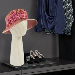 Wood Grain Mannequin Head Wig Display Stand Fiberglass Dummy Model for Salon Hat Cap Styling Training