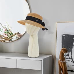 Wood Grain Mannequin Head Wig Display Stand Fiberglass Dummy Model for Salon Hat Cap Styling Training