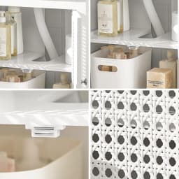 SoBuy BZR35-W washbasin under wardrobe with grid look doors bathroom wardrobe Vanity under wardrobe bathroom furniture White BHT approx.: 50x60x33cm