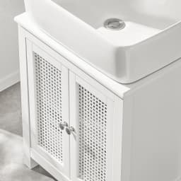 SoBuy BZR35-W washbasin under wardrobe with grid look doors bathroom wardrobe Vanity under wardrobe bathroom furniture White BHT approx.: 50x60x33cm