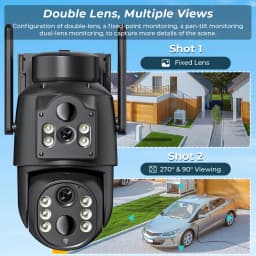ABUNTU 8MP 4K Wireless Solar Camera Wifi Dual Screens ICSEE Security Camera Solar Panel 365 Days Standby PIR Human Detection