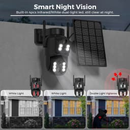 ABUNTU 8MP 4K Wireless Solar Camera Wifi Dual Screens ICSEE Security Camera Solar Panel 365 Days Standby PIR Human Detection