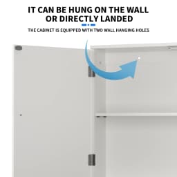 BRIEFNESS Bathroom cabinet Bathroom wall cabinet Kitchen storage cabinet with double doors and adjustable shelves White