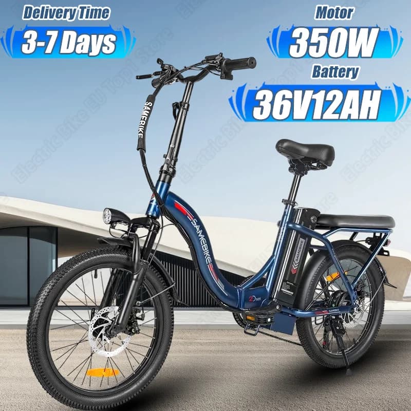 SAMEBIKE CY20 Ebike 350W 36V12AH Removable Battery Retro Electric Bike Folding Adult 20-inch Tire Road Mountain Electric Bicycle
