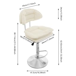 2 Pcs Freestanding Bar Stools Height Adjustable Bar Stool 360° Rotatable Chair for Dining Room