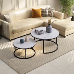 ROSAHQNDA 2pcs Modern Coffee Tables, Stylish Nesting Tables with Stable Stands, Modern Furnitures for the Living Room