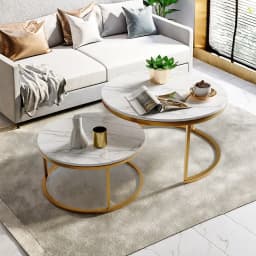 ROSAHQNDA 2pcs Modern Coffee Tables, Stylish Nesting Tables with Stable Stands, Modern Furnitures for the Living Room