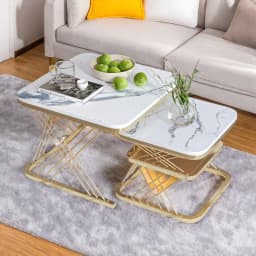 ROSAHQNDA 2pcs Modern Coffee Tables, Stylish Nesting Tables with Stable Stands, Modern Furnitures for the Living Room