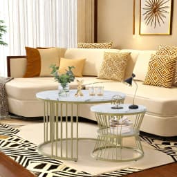 ROSAHQNDA 2pcs Modern Coffee Tables, Stylish Nesting Tables with Stable Stands, Modern Furnitures for the Living Room