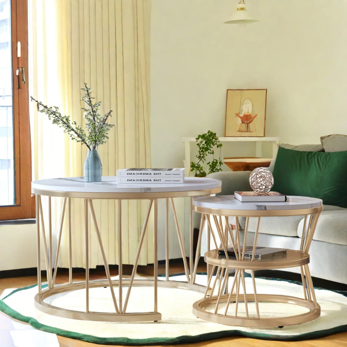 ROSAHQNDA 2pcs Modern Coffee Tables, Stylish Nesting Tables with Stable Stands, Modern Furnitures for the Living Room